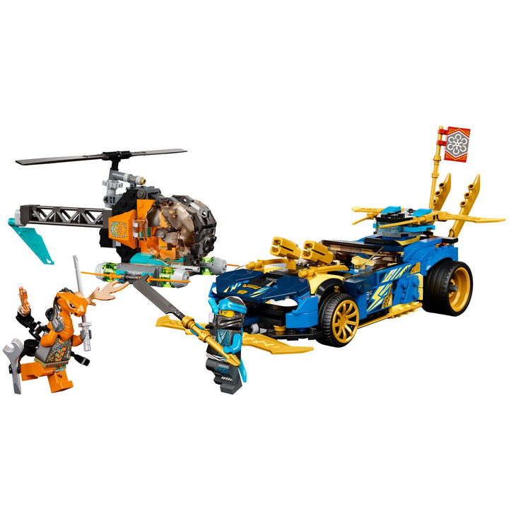 LEGO NINJAGO Jay and Nya's Race Car EVO 71776 (536 Pcs) | 3-in-1 Ninja Vehicle Set w/ 4 Minifigures