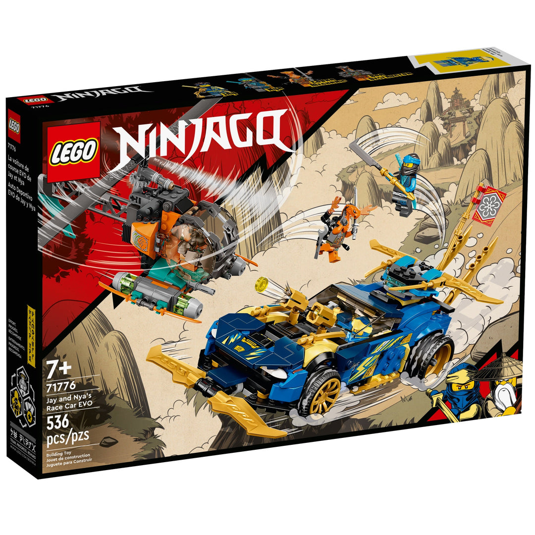 LEGO NINJAGO Jay and Nya's Race Car EVO 71776 (536 Pcs) | 3-in-1 Ninja Vehicle Set w/ 4 Minifigures