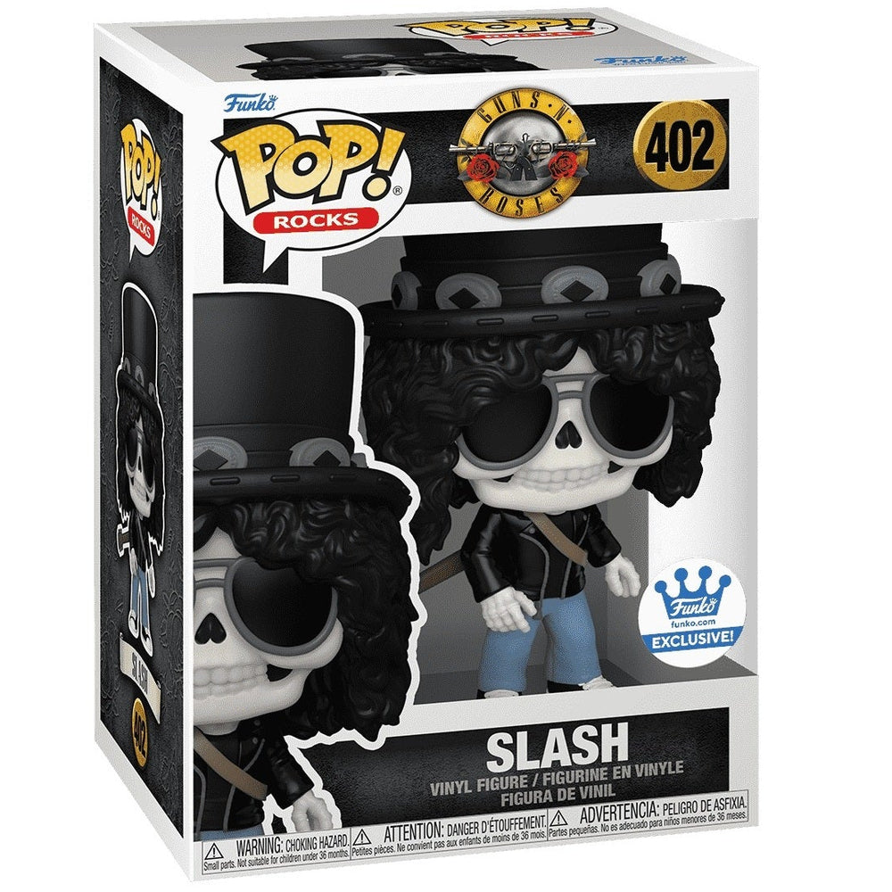 Funko Pop! Rocks figure packaging with Slash, featuring a white background.