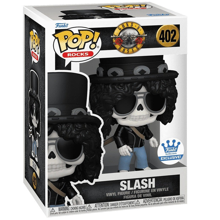 Funko Pop! Rocks figure packaging with Slash, featuring a white background.
