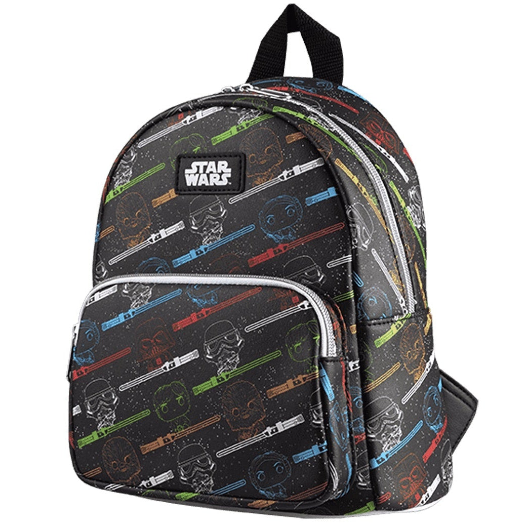 Loungefly Funko Pop! Star Wars Lightsaber AOP Vegan Leather Mini Backpack