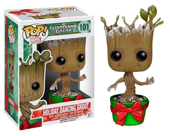 Funko POP! Marvel: Guardians Of The Galaxy - Holiday Dancing Groot Exclusive Snowy Metallic Vinyl Figure