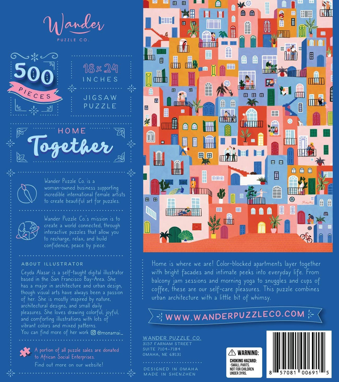 Wander Puzzle Co. New 500 Piece Puzzle, Jigsaw Puzzles for Women - Home Together by Wander Puzzle Co, Inspired by Ceyda Alasar, 18 x 24 Inches