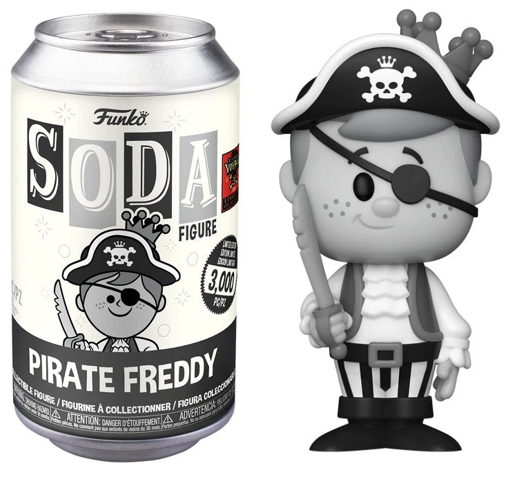 Funko Vinyl Soda: Freddy Funko - Pirate Freddy Black & White Sealed Can Shop Exclusive