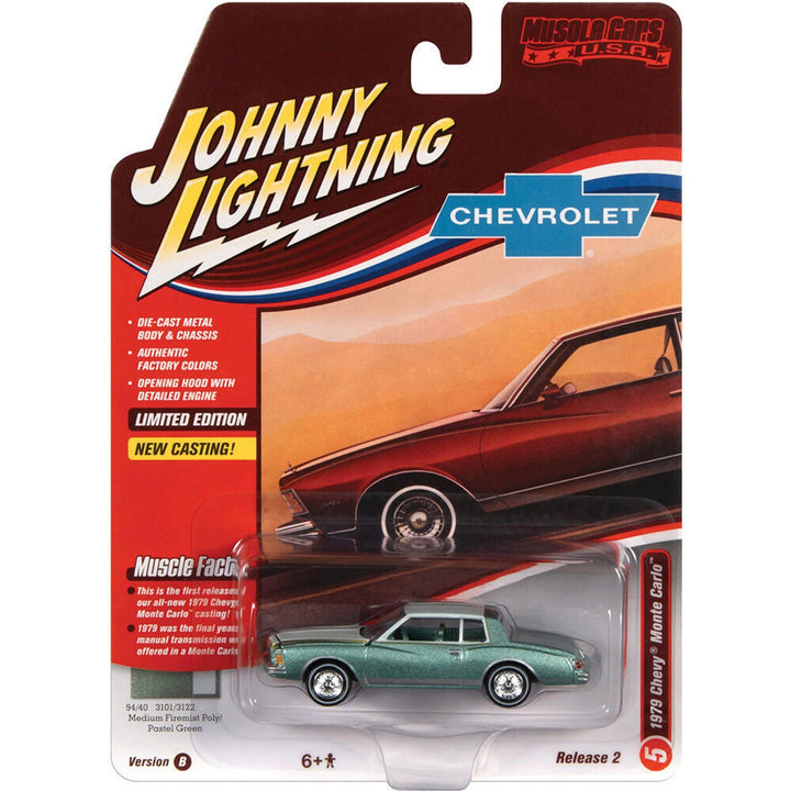 Johnny Lightning Muscle Cars 1979 Chevy Monte Carlo (Medium Firemist/Pastel Green)