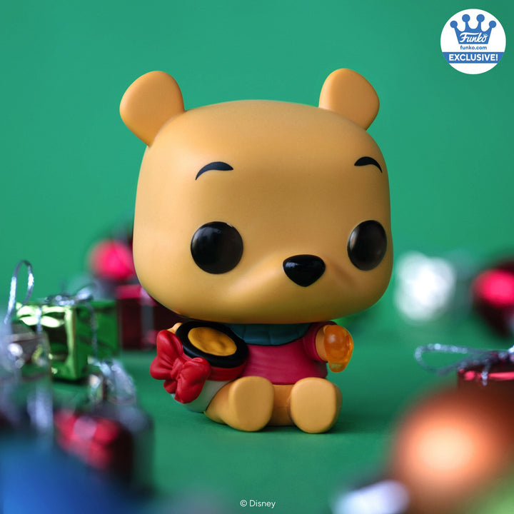 Funko Pop! Disney: Winnie the Pooh with Gift & Sweater #1529 Shop Exclusive Vinyl Figure | Holiday Pooh Bear
